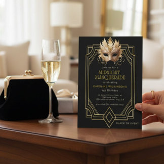 Midnight Masquerade formeller Geburtstag Einladung