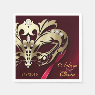 Midnight Masquerade Red Wedding Serviette