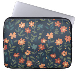 Midnight Meadow Hand-Painted Floral Pattern Laptopschutzhülle