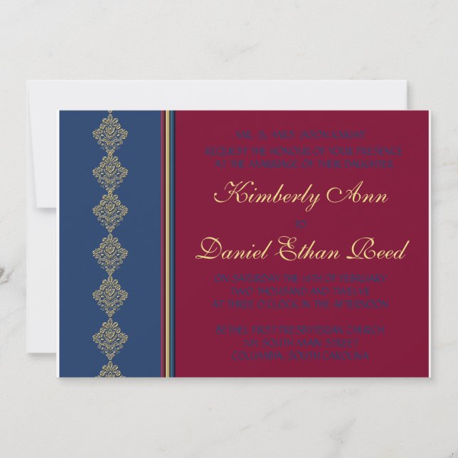 Midnight Merlot Wedding Collection Einladung (Vorderseite)