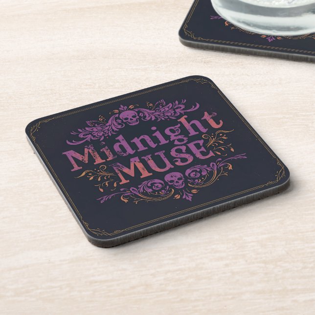 Midnight Muse Gothic Coaster Set | Velvet Chaos Co Getränkeuntersetzer (Linke Seite)