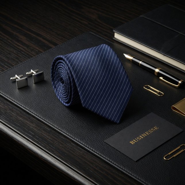 Midnight Navy Platin-Streifen Executive Krawatte (Von Creator hochgeladen)