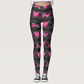 Midnight No-mance: gestreifte Herz- und Band-Leggi Leggings