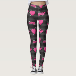 Midnight No-mance: Striped Heart & Ribbon Leggings