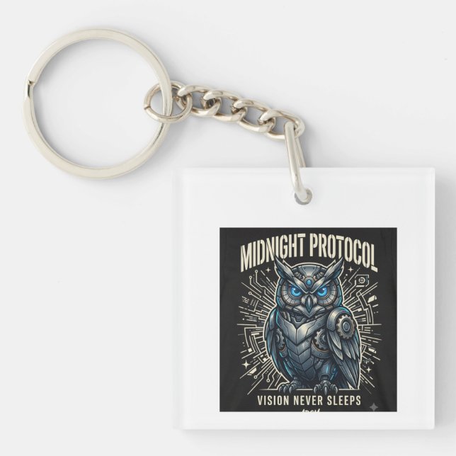Midnight Protocol Eulen T-Shirt Schlüsselanhänger (Vorderseite)