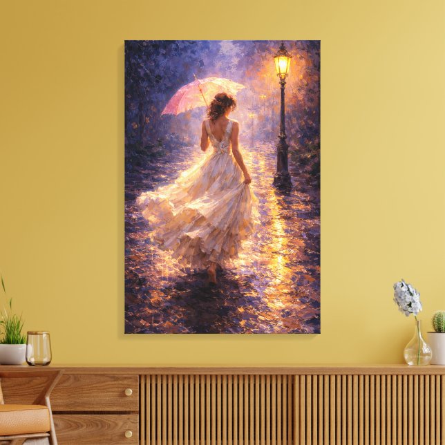 Midnight Rain: Impasto Style Leinwanddruck (Insitu (Wohnzimmer))
