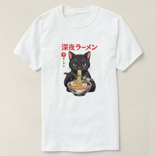 Midnight Ramen Cat T-Shirt (Design vorne)