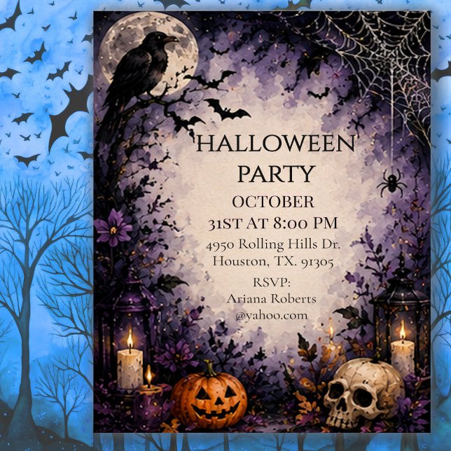 Midnight Raven Halloween-Party  Einladung (Von Creator hochgeladen)