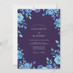 Midnight Sapphire Bloom Hochzeit Einladung