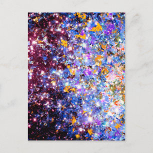 MIDNIGHT SERENADE Blaue Lila Stars Sparkle Ombre Postkarte