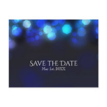 Midnight Sky Blue Lights Wedding Save the Date