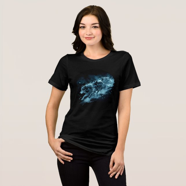 Midnight Star Wolves Running Print Tri-Blend Shirt (Vorderseite voll)