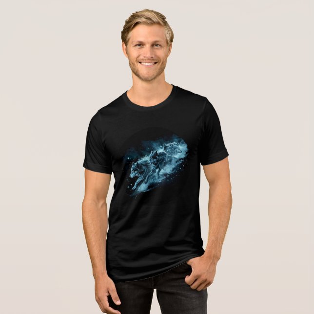 Midnight Star Wolves Running Print Tri-Blend Shirt (Vorderseite voll)