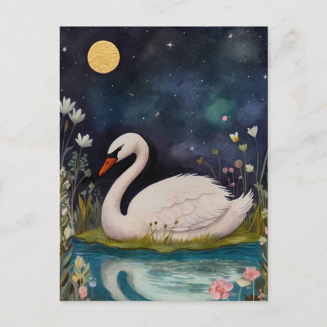 Midnight Swan Postkarte (Vorderseite)