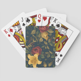 Midnight Victorian Floral – Yellow Lilies & Roses  Spielkarten