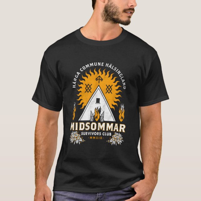 Midsommar Survival Club Scary Horror Summer Festiv T-Shirt (Vorderseite)