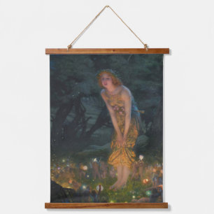 Midsommer Eve Edward Robert Hughes Fairies Fantasy Wandteppich Mit Holzrahmen