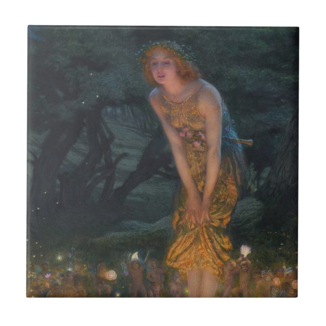 Midsommer Eve Edward Robert Hughes Feen Fantasie Fliese (Vorderseite)