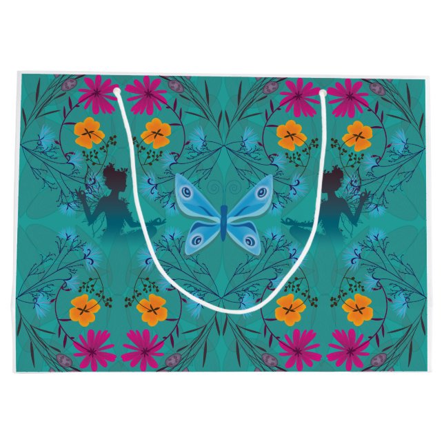 Midsommer Fairy Botanical Gift Bag Große Geschenktüte (Rückseite)
