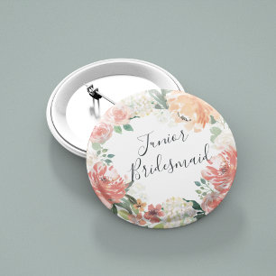 Midsommer Floral Junior Bridesmaid Button