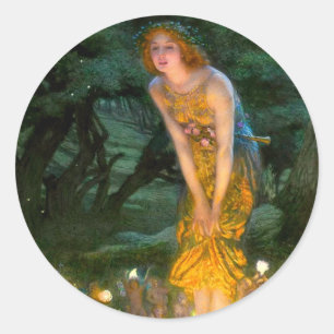 MidSummer Eve Edward Robert Hughes Runder Aufkleber