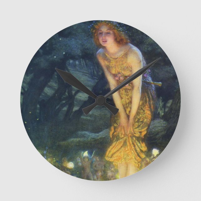 Midsummer Eve Fairy Dance Clock Runde Wanduhr (Vorderseite)
