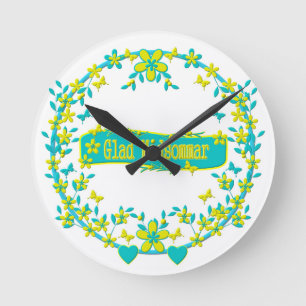 Midsummer symbol sweden runde wanduhr