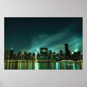 Midtown Manhattan Skyline bei Night Lights, NYC Poster