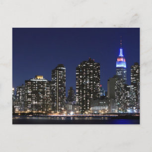 Midtown Manhattan Skyline bei Night Lights, NYC Postkarte