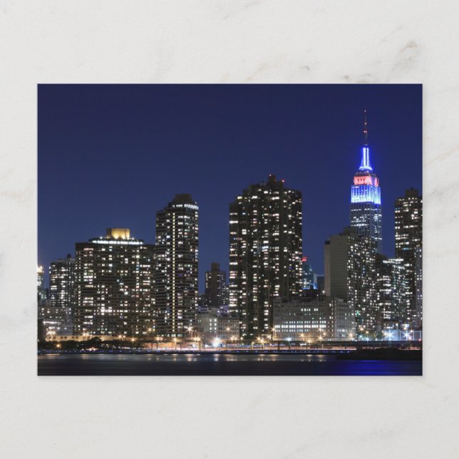 Midtown Manhattan Skyline bei Night Lights, NYC Postkarte (Vorderseite)