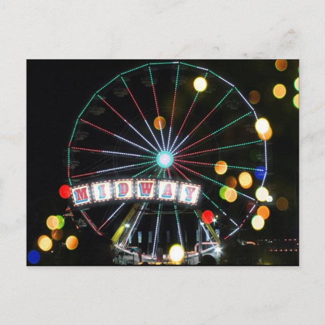 Midway Ferris Wheel at at Night (The Big E) Postca Postkarte (Vorderseite)