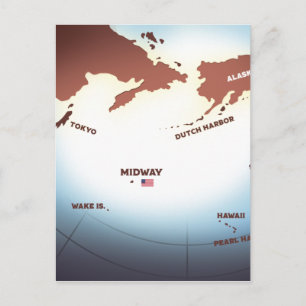 Midway-Insel im Vintage-Stil WW2-Karte Postkarte