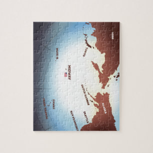 Midway-Insel im Vintage-Stil WW2-Karte Puzzle