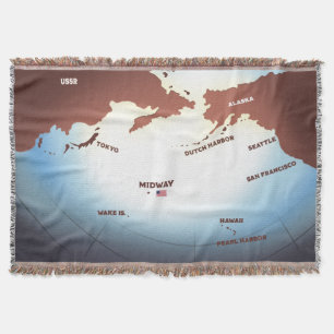 Midway Island Vintager Stil WW2-Karte Decke