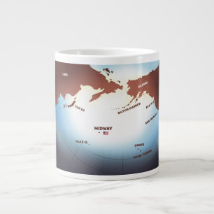 Midway Island Vintager Stil WW2-Karte Jumbo-Tasse