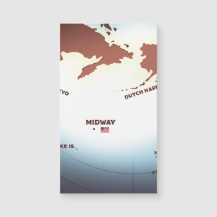 Midway Island Vintager Stil WW2-Karte Magnetkarte