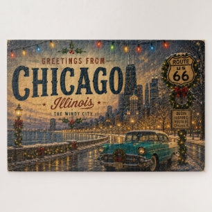 Midwest Windy City Route 66 Custom Sonnenuntergang Puzzle