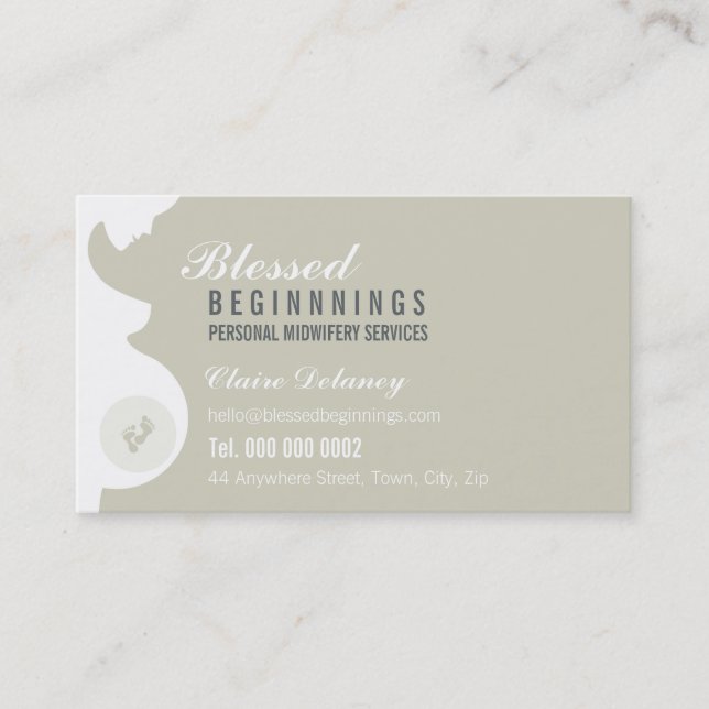 MIDWIFE BUSINESS CARD :: trächtige Bauchfüße Visitenkarte (Vorderseite)