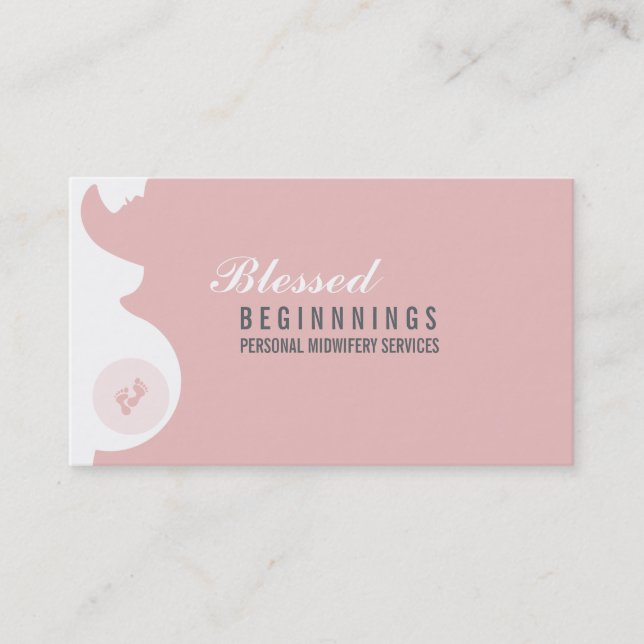 MIDWIFE BUSINESS CARD :: trächtige Bauchfüße Visitenkarte (Vorderseite)