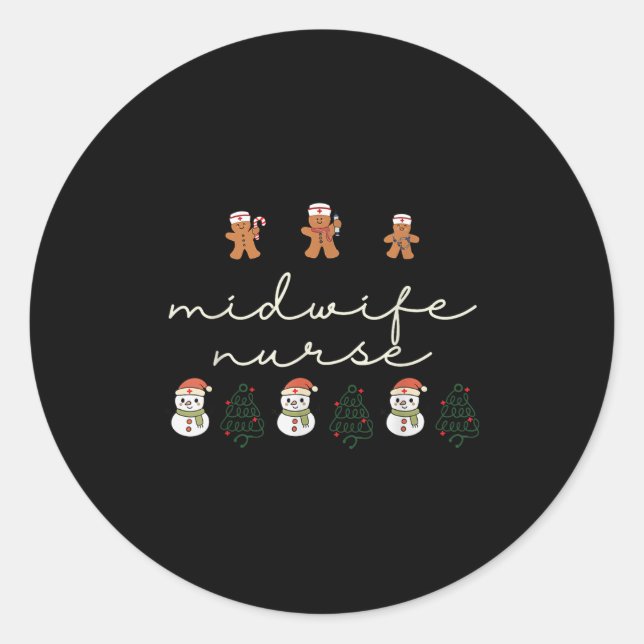 Midwife Nurse Christmas Gingerbread Nicu Hostal Pa Runder Aufkleber (Vorderseite)