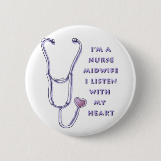 Midwife Nurse Heart custom name Pin Button