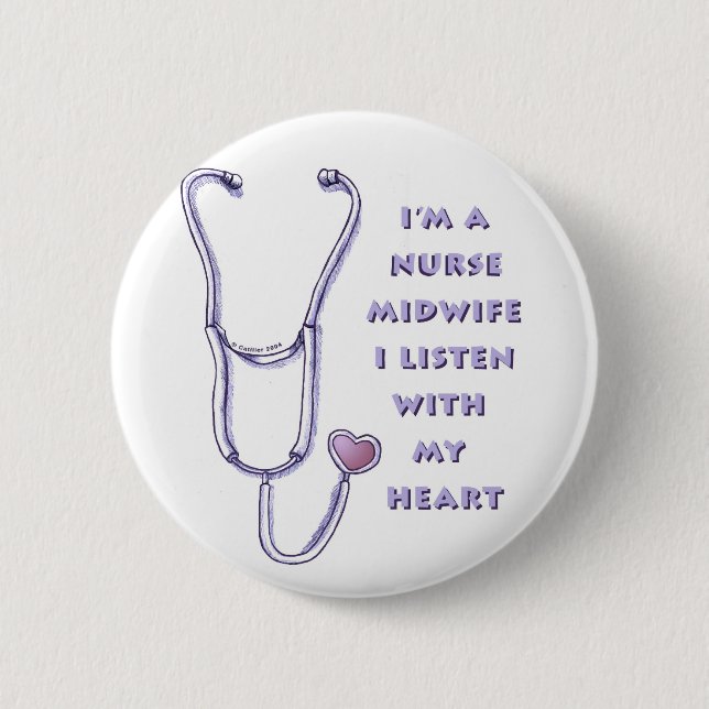 Midwife Nurse Heart custom name Pin Button (Vorderseite)