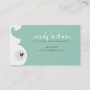 MIDWIFE schwangere Bauchfäule Silhouette grün Visitenkarte
