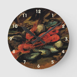 Miesmuscheln und Garnelen von Vincent van Gogh Runde Wanduhr