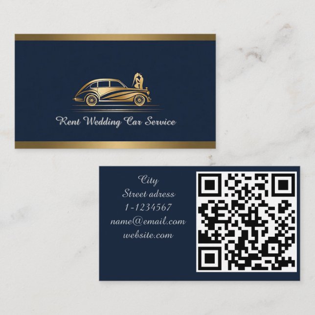 Mietauto-Service-QR-Code professionell Visitenkarte (Vorne/Hinten)