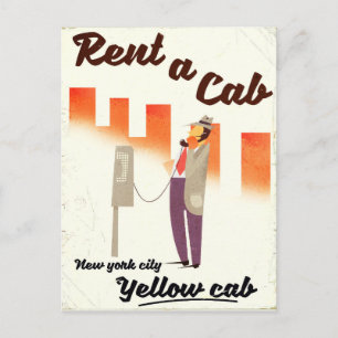 Miete ein Taxi! NYC Yellow Cab Plakat Postkarte