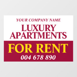 Miete Miete Miete signieren Banner rot gelb Fensteraufkleber