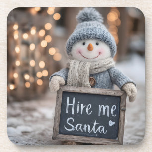 "Miete mir Santa" Snowman mit einem Zeichen Getränkeuntersetzer