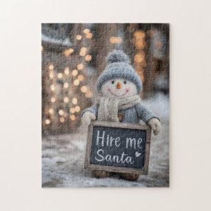 "Miete mir Santa" Snowman mit einem Zeichen Puzzle