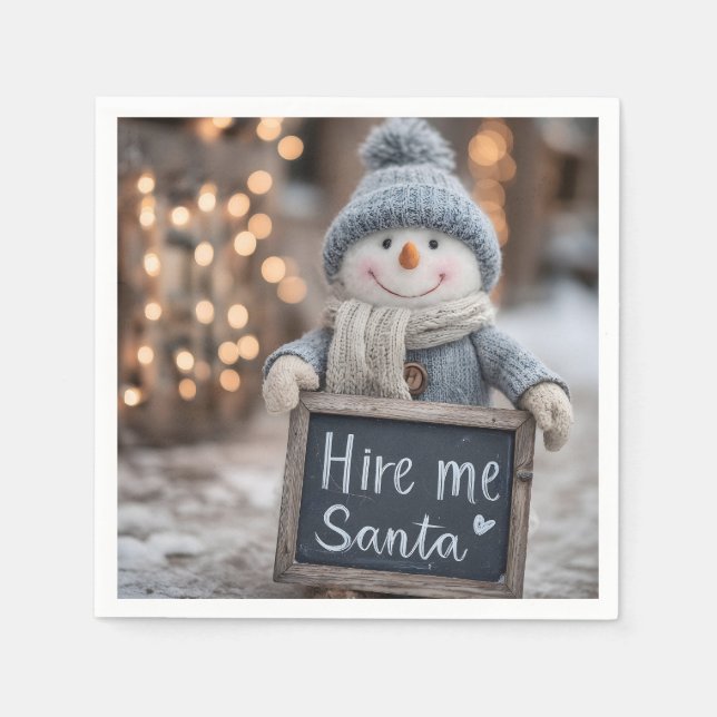 "Miete mir Santa" Snowman mit einem Zeichen Serviette (Vorderseite)